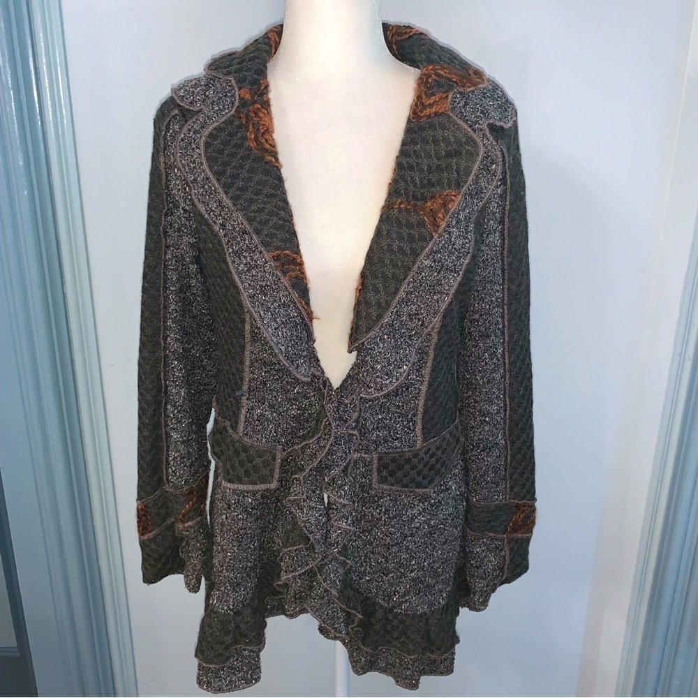 Nicole Sabbattini Boucle Hook Cardigan Size Small